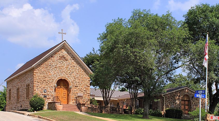 The Grace Episcopal Church building in Llano, Texas.