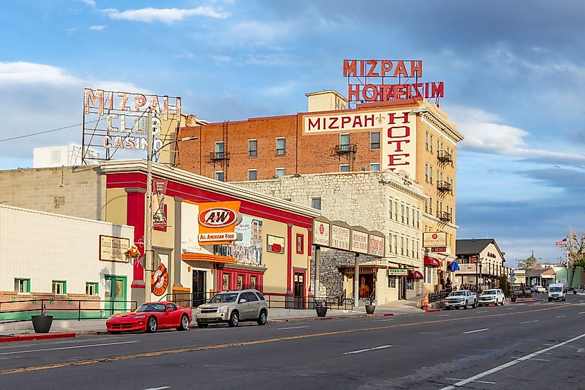  old historic hotel, casino and bar Mizpah in the old mining town Tonopah, NevadaEditorial credit: travelview / Shutterstock.com