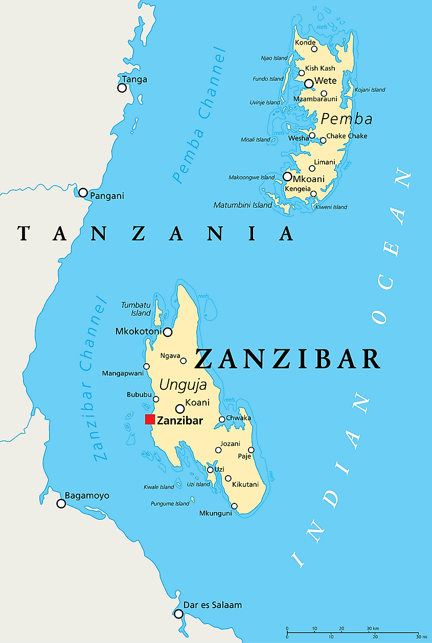 Zanzibar archipelago map
