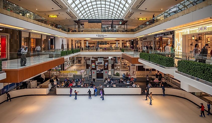 Inside the Galleria shopping mall in Houston, Texas.