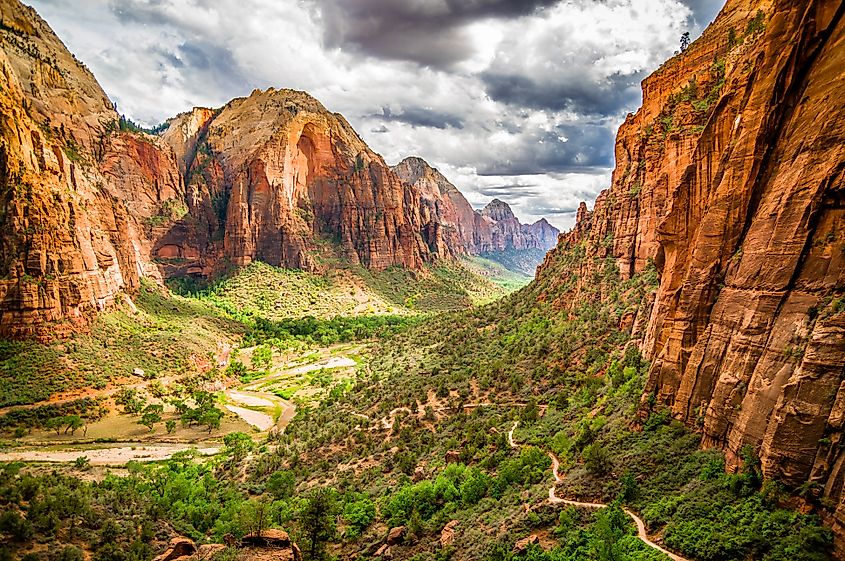 The majestic landscape at the Zion National Park.