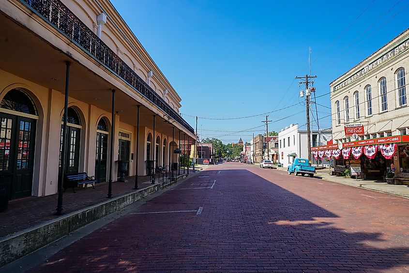 View of the downtown area in Jefferson, Texas, via NicholasGeraldinePhotos / Shutterstock.com
