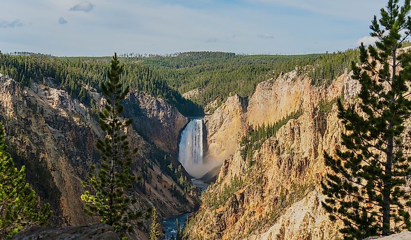 Canyon Village Lower Falls on the Yellowstone River at Artist point, Yellowstone National Park, Wyoming, USA