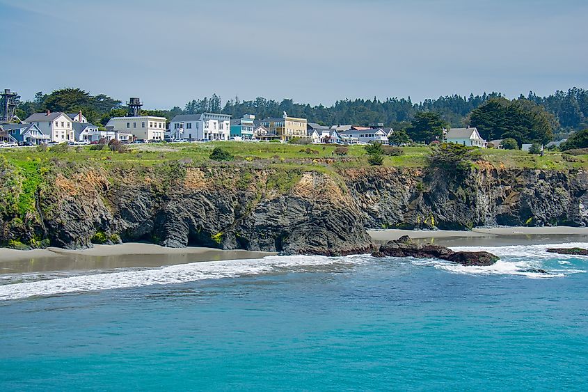 View of the coast in Mendocino, California.