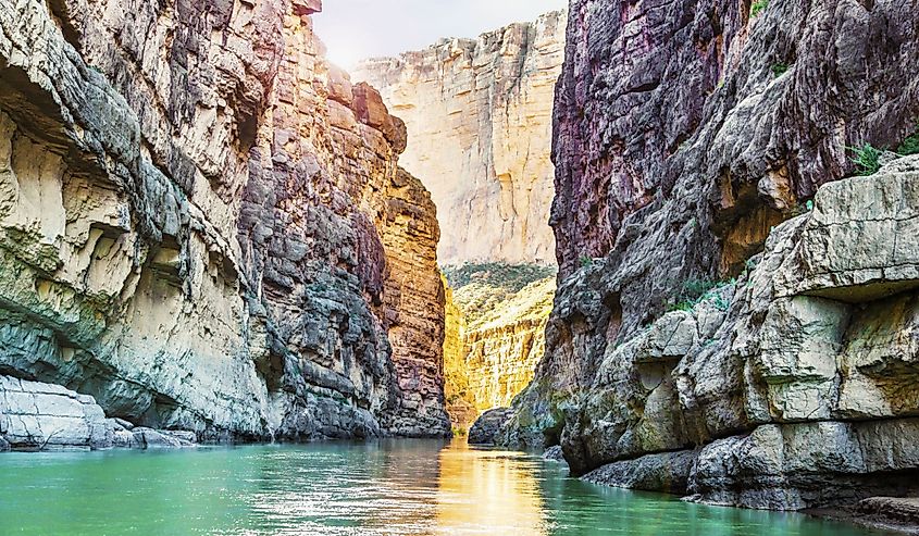 Santa Elena Canyon and Rio Grande river at Big Bend National Park.