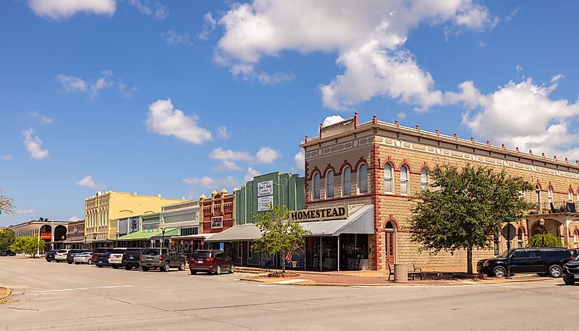 The old business district along Avenue G in Bay City, Texas