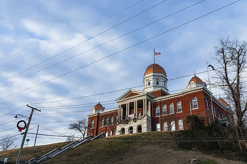 The courthouse, built upon a hill in Hermann, Missouri