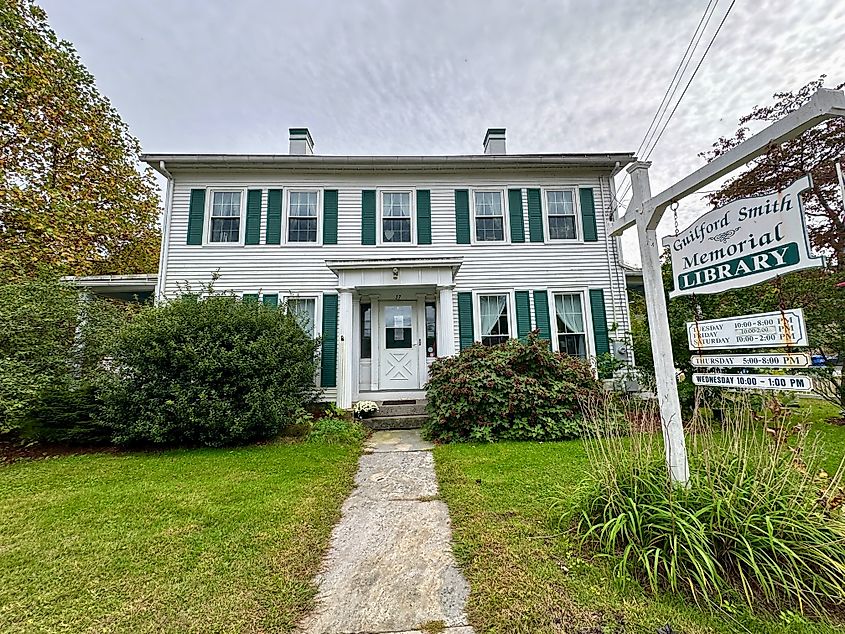 Exterior of Guilford Smith Memorial Library in South Windham, Connecticut.