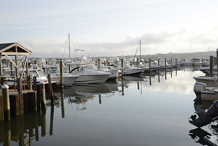 Boats in the marixa by the Niantic River in Connecticut.