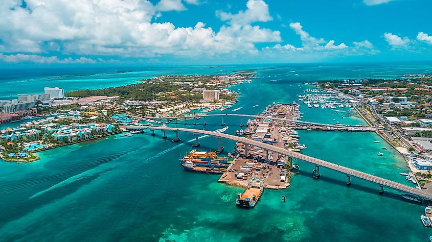 An aerial view of the capital city Nassau. 