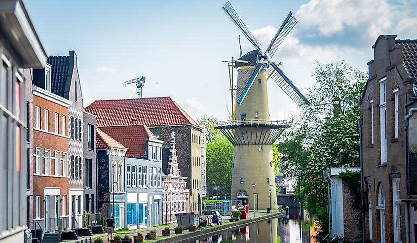 Schiedam city in May, in the Netherlands.