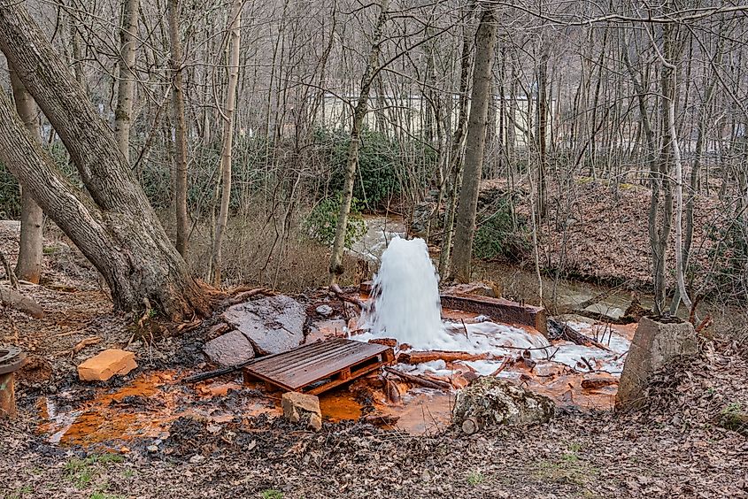 Big Mine Run Geyser in Ashland, Pennsylvania. It is Pennsylvania's only geyser.