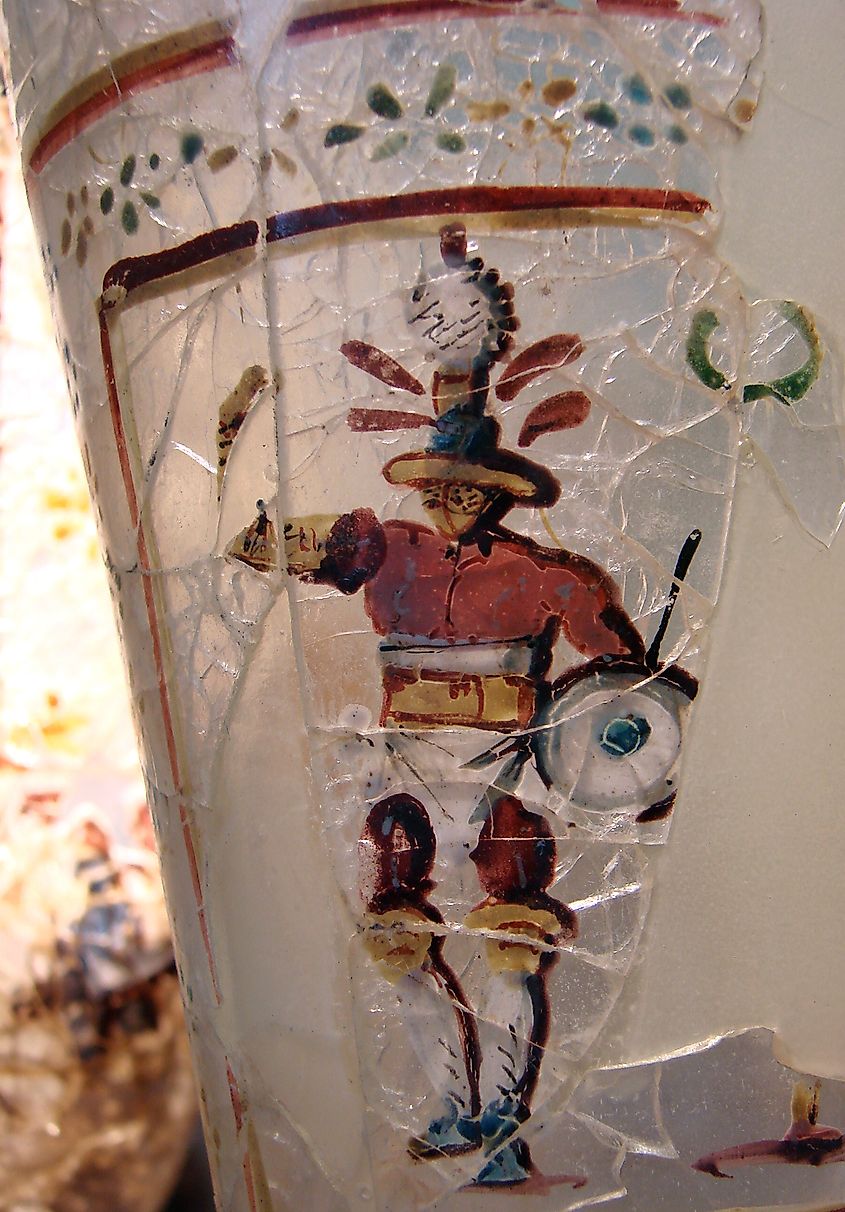 Enameled glass depicting a gladiator