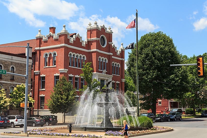 Market Square in the downtown area of Bloomsburg, Pennsylvania