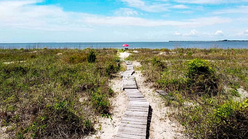 Boardwalk leading to the beach at Edisto Beach, South Carolina.