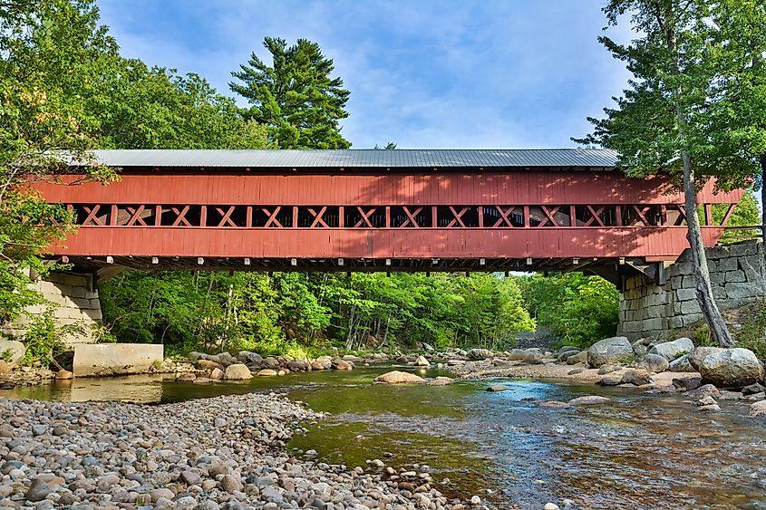 Swift River Bridge crossing the Swift River near Conway, New Hampshire, United States of America. The bridge dates from 1869.