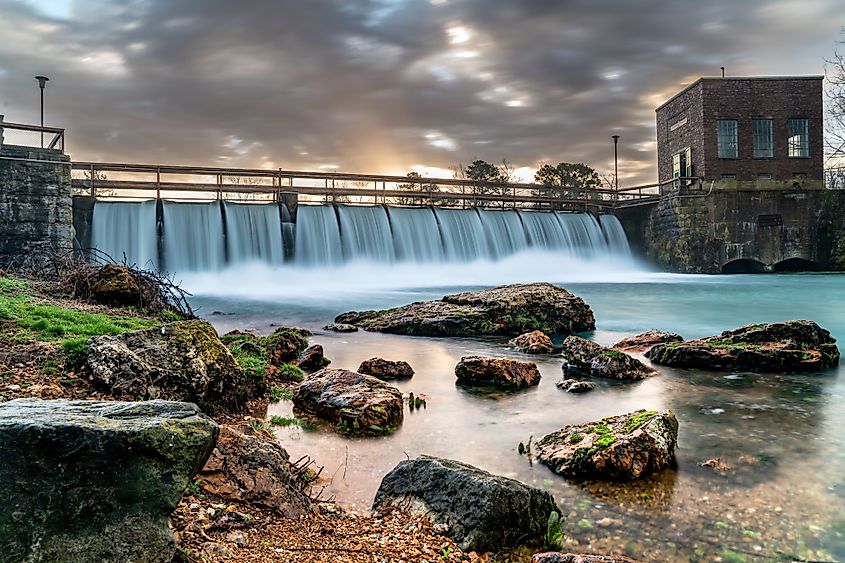 A waterfall in Mammoth Spring, Arkansas.