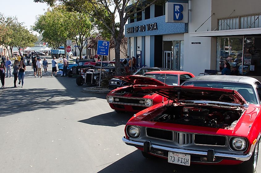 Car show on the streets of Rio Vista, California