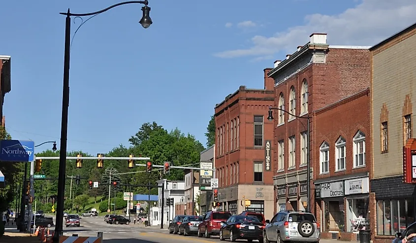 Central Street (Route 3) in downtown Franklin, New Hampshire.