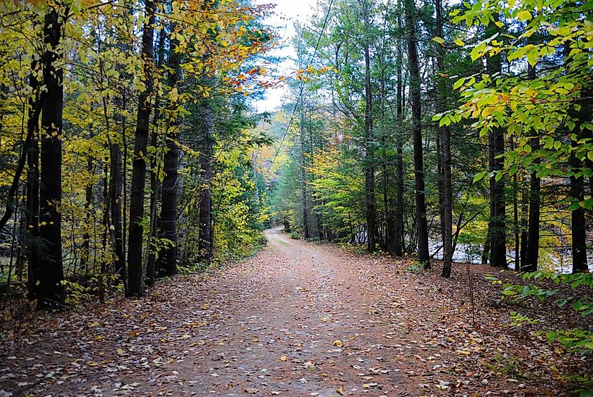 The Mohawk Trail through the Berkshire Hills in Massachusetts during autumn.