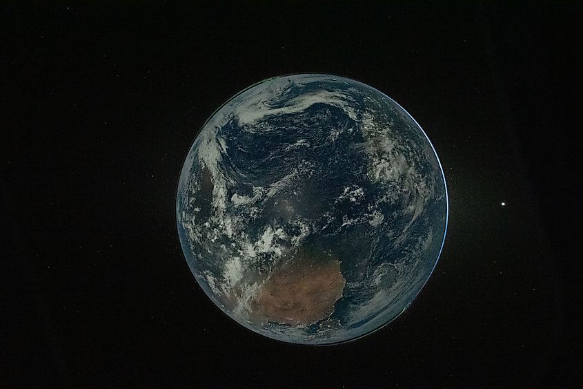 View of Earth from 12840km away on the Artemis