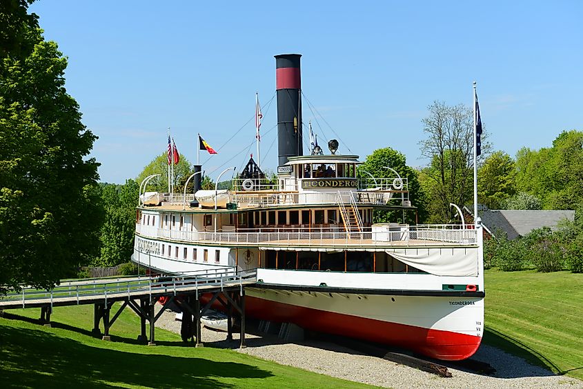 Ticonderoga, a historic steamboat on display at Shelburne, Vermont.
