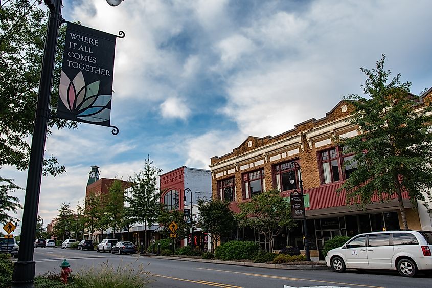 Downtown historic Statesville on a warm summer's evening.