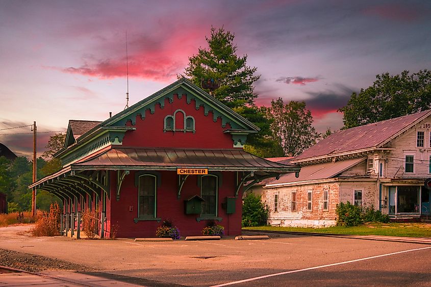 Old Chester Railway Depot in Chester, Vermont.