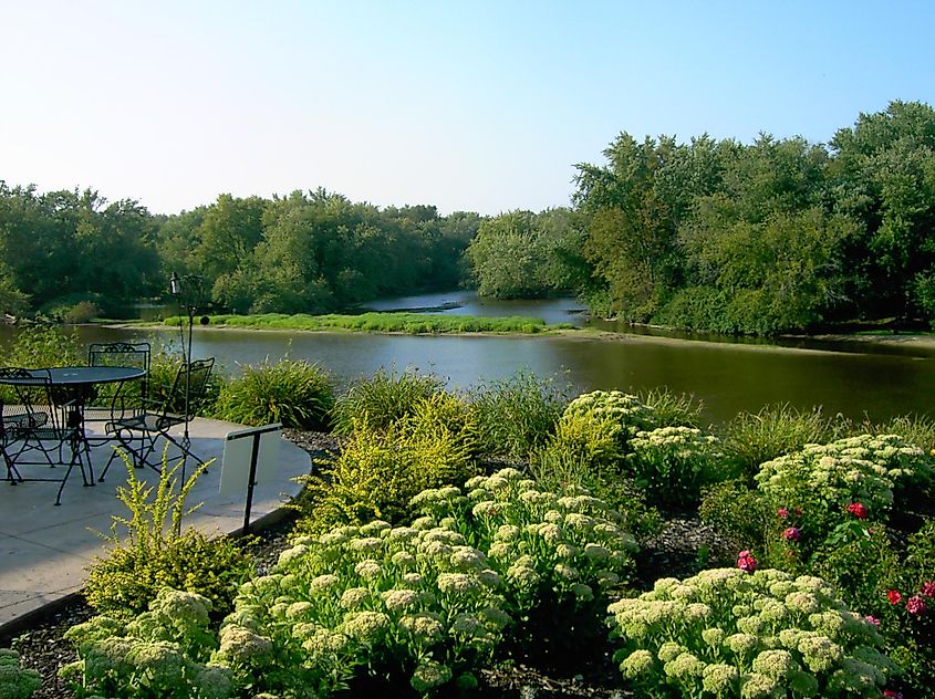 The Wapsipinicon River in Independence, Iowa, located in Buchanan County, USA.