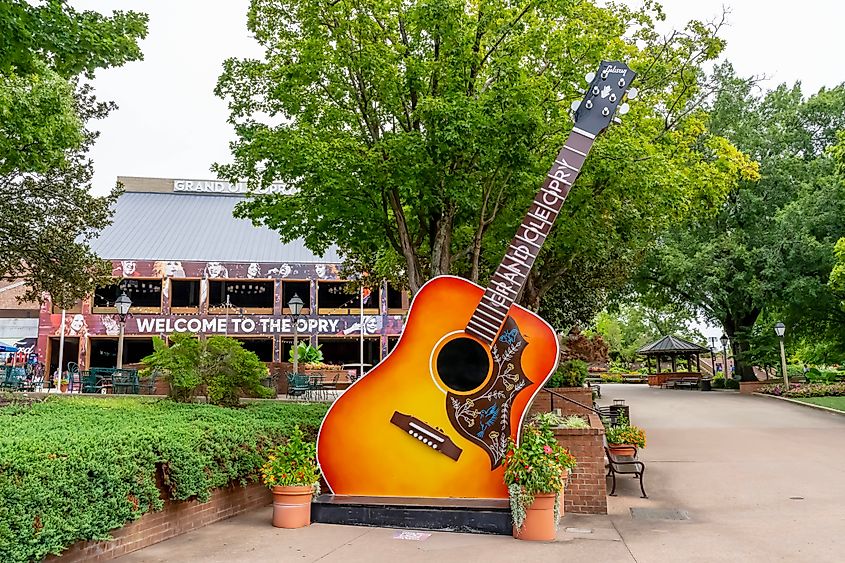 Aerial view of the Grand Ole Opry in Nashville, Tennessee. Editorial credit: Grindstone Media Group / Shutterstock.com