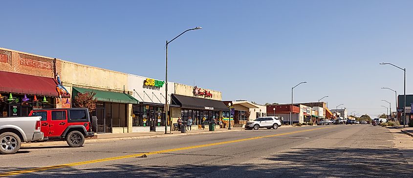 The old business district in Wilburton, Oklahoma.