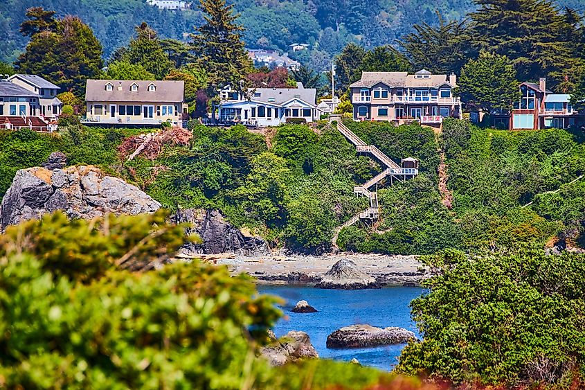 Beautiful coastal homes in Brookings, Oregon.