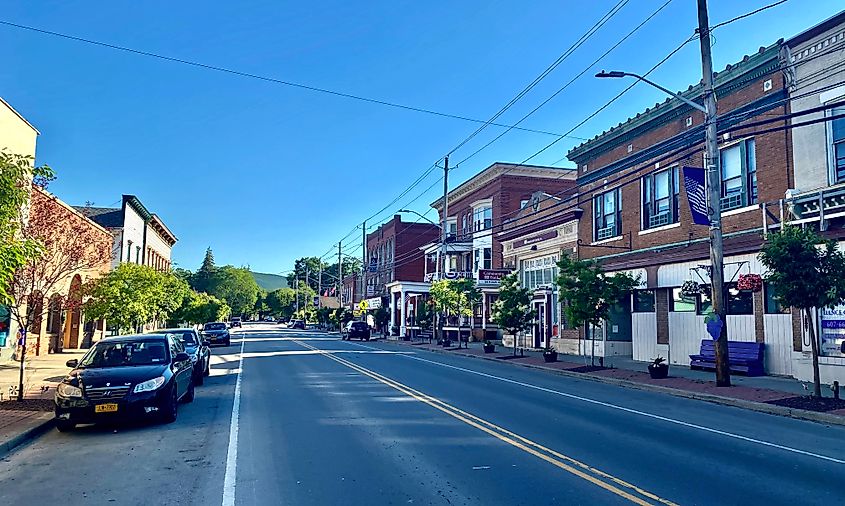 A view along South Main Street in the business district of Naples, New York