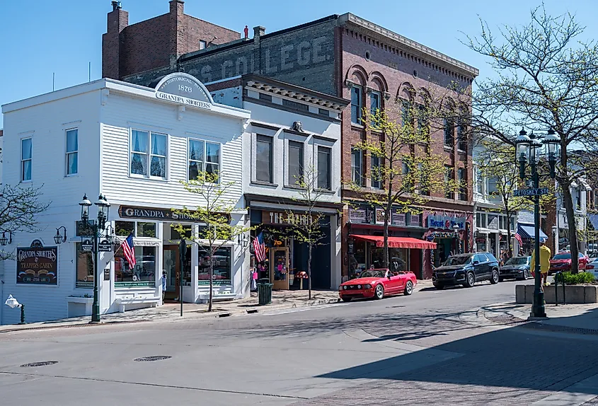 Downtown street in Petoskey, Michigan