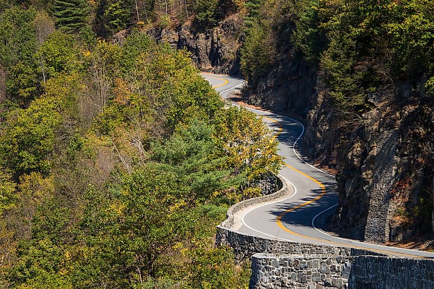 Curvy road near Hawk's Nest on the Upper Delaware Scenic Byway in New York.