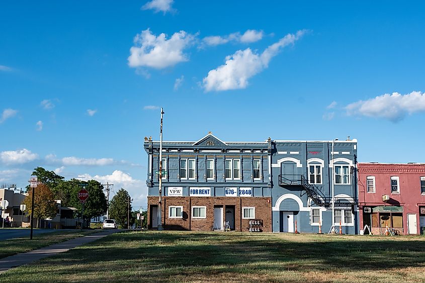 Historic buildings in Muscatine near the town square. Editorial credit: JNix / Shutterstock.com