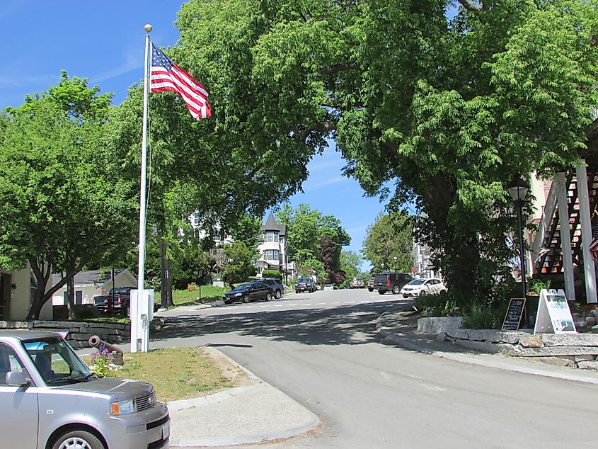 The beautiful and green downtown area of Castine, Maine