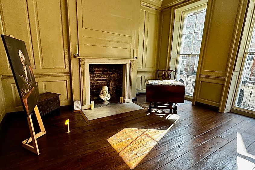 Franklins sunlit parlor in London Image credit Bryan Dearsley