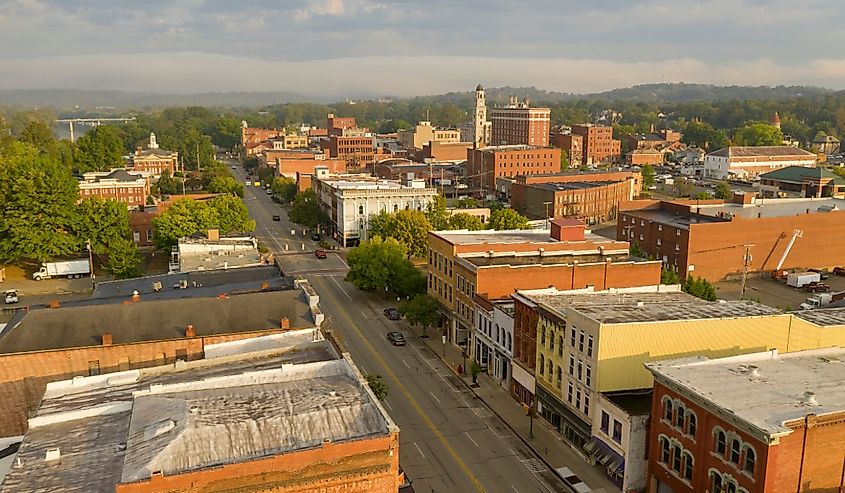 Aerial view of Marietta, Ohio.