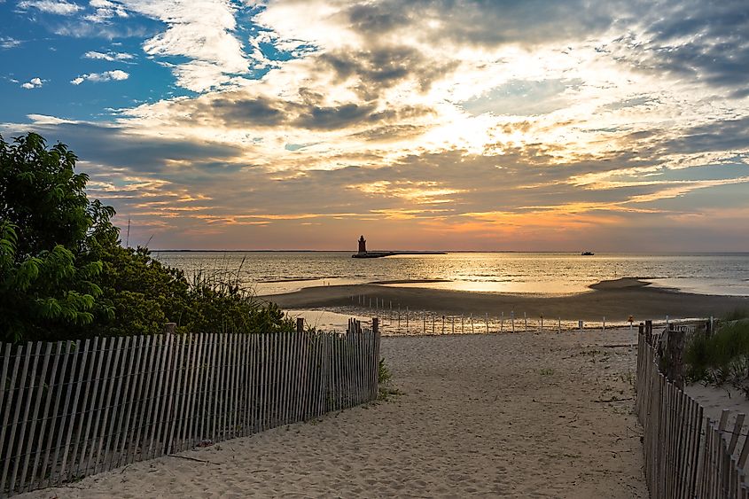 The scenic coastline of Cape Henlopen State Park, Lewes, Delaware.