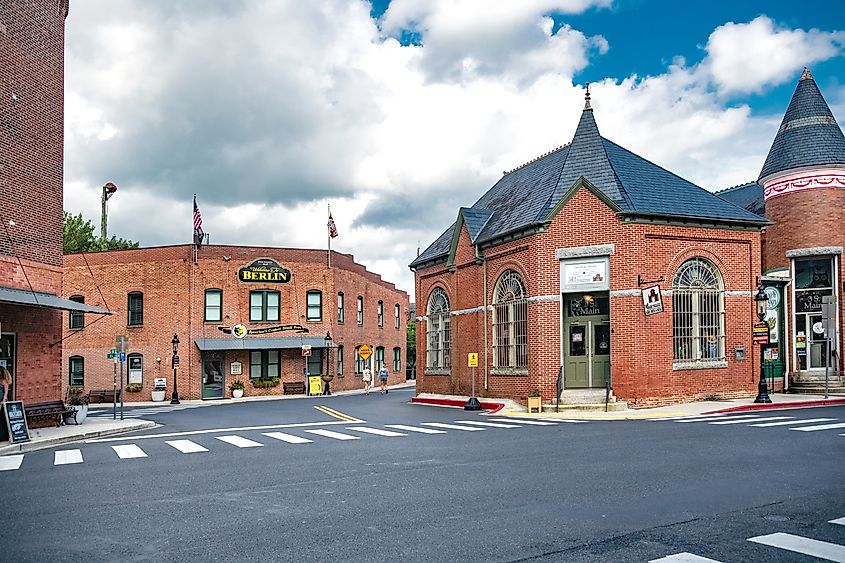 The historical downtown area of Berlin, Maryland.