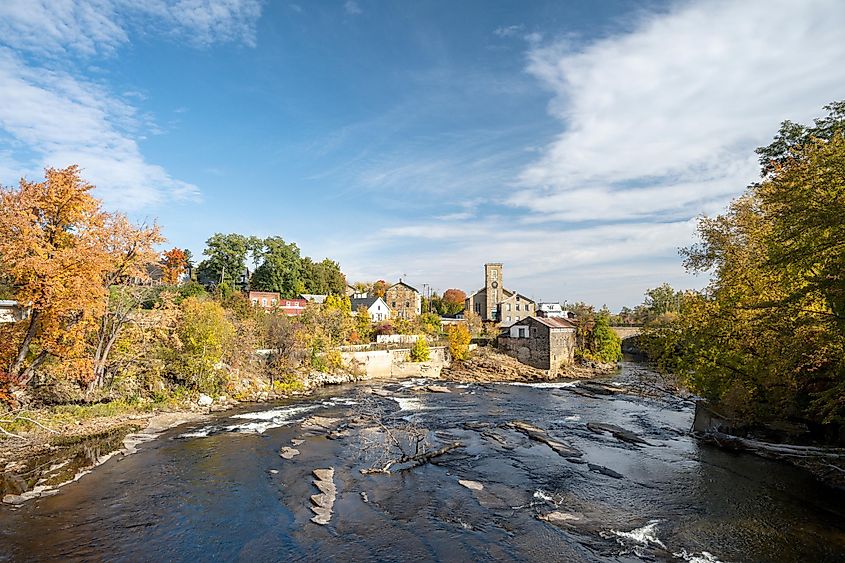 Village of Keeseville NY in Autumn with the Ausable River