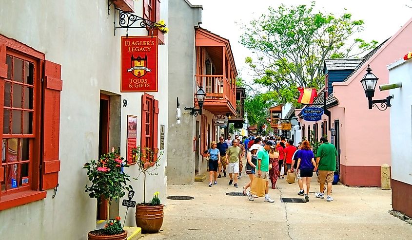 St George shopping district in the Historic St. Augustine, Florida