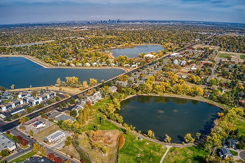 Aerial view of Lakewood in Colorado.