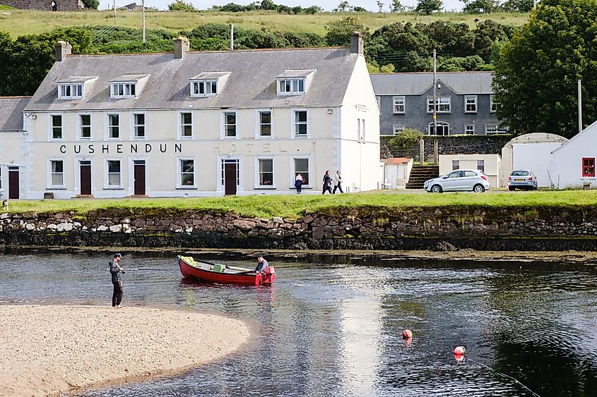 Waterfront buildings in Cushendun in Northern Ireland.