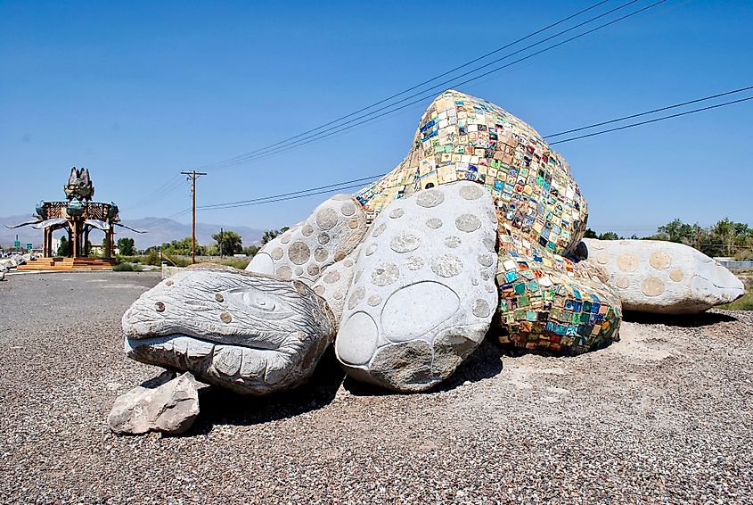 Tortoise made of boulders in Fernley, Nevada.
