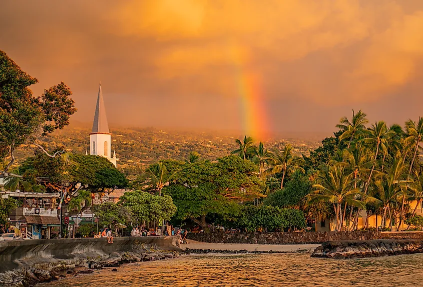 Kailua-Kona at Kailua Bay in Hawaii.