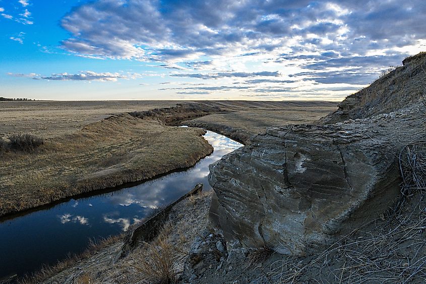 Stone outcrop along the Cannonball River
