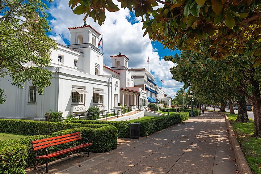 Downtown view in the town of Hot Springs, Arkansas.