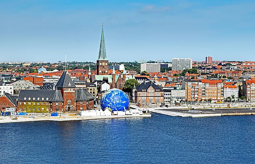 Aerial view of the cityscape of Aarhus.